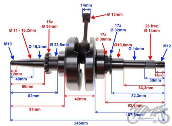 WAŁ KORBOWY 4T STANDARD koło pompy oleju 16z