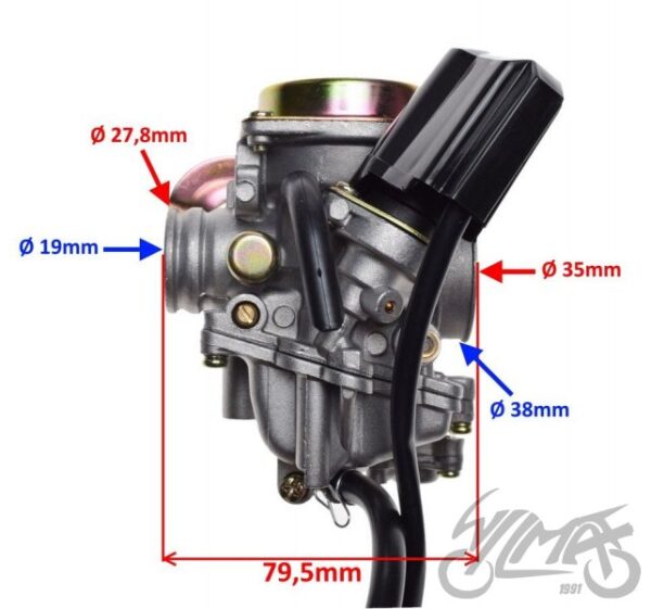 GAŹNIK KPL METALOWA POKRYWA 4T przepustnica 16,5mm