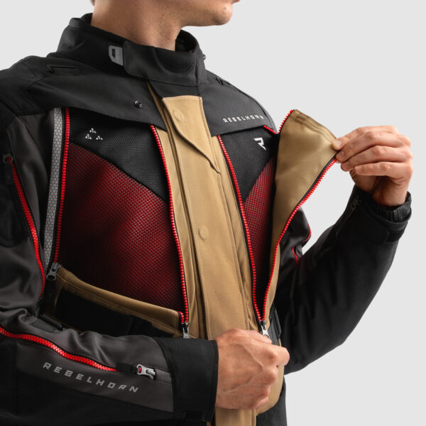 324135_ZAL794631 Kurtka motocyklowa tekstylna Rebelhorn Hardy 3.0 Desert Grey Red