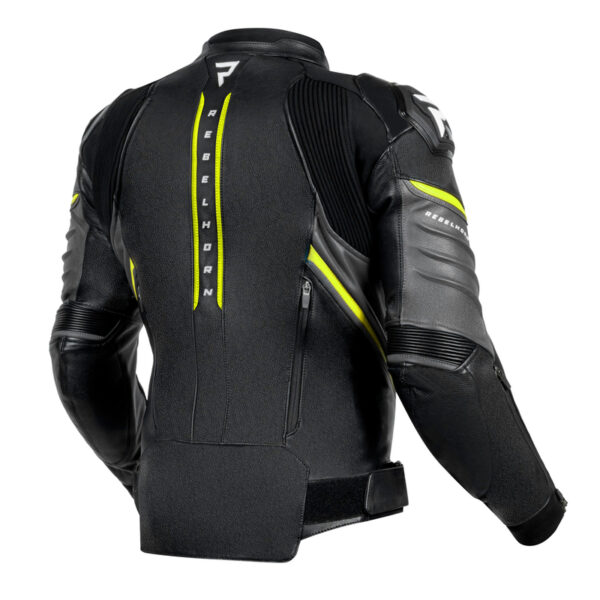 Kurtka motocyklowa skórzana Rebelhorn Veloce Black Grey Fluo Yellow