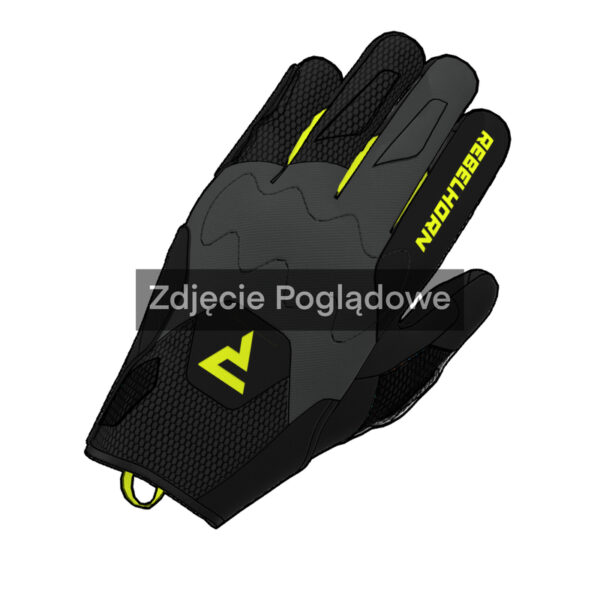 348041_ZAL842429 Rękawice motocyklowe Rebelhorn Core Black Grey Fluo Yellow