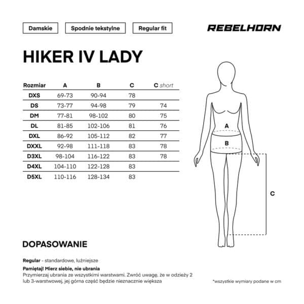 Spodnie motocyklowe tekstylne Rebelhorn Hiker 4 LADY Black