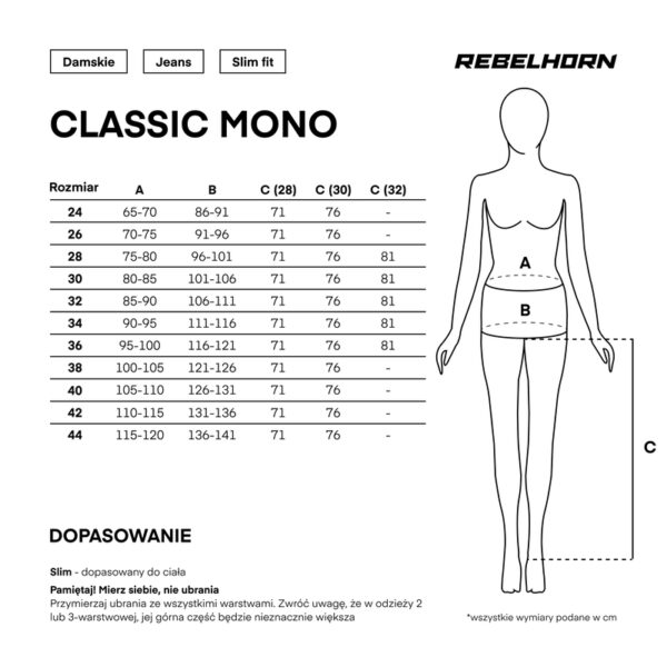 Jeansy motocyklowe Rebelhorn Classic LADY Washed Blue Monolayer